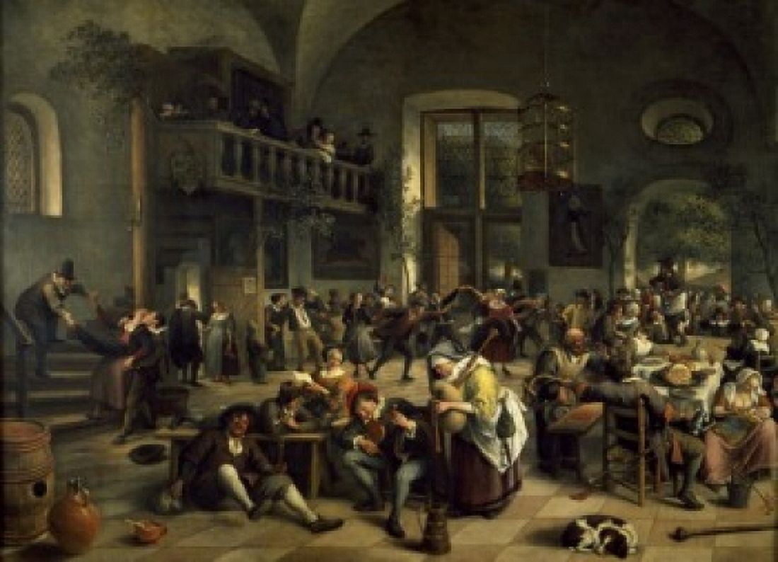 Posterazzi Celebration at the Inn by Jan Havicksz Steen 1676 (Circa 1625-1679) France Paris Musee du Louvre Canvas Art - Jan Havicksz Steen (24 x 36)