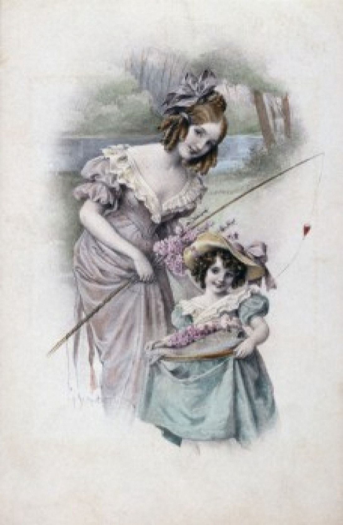 Posterazzi Children Fishing - Spring Scene Heinrich Carl Schubert (1827-1897 German) Canvas Art - (24 x 36)