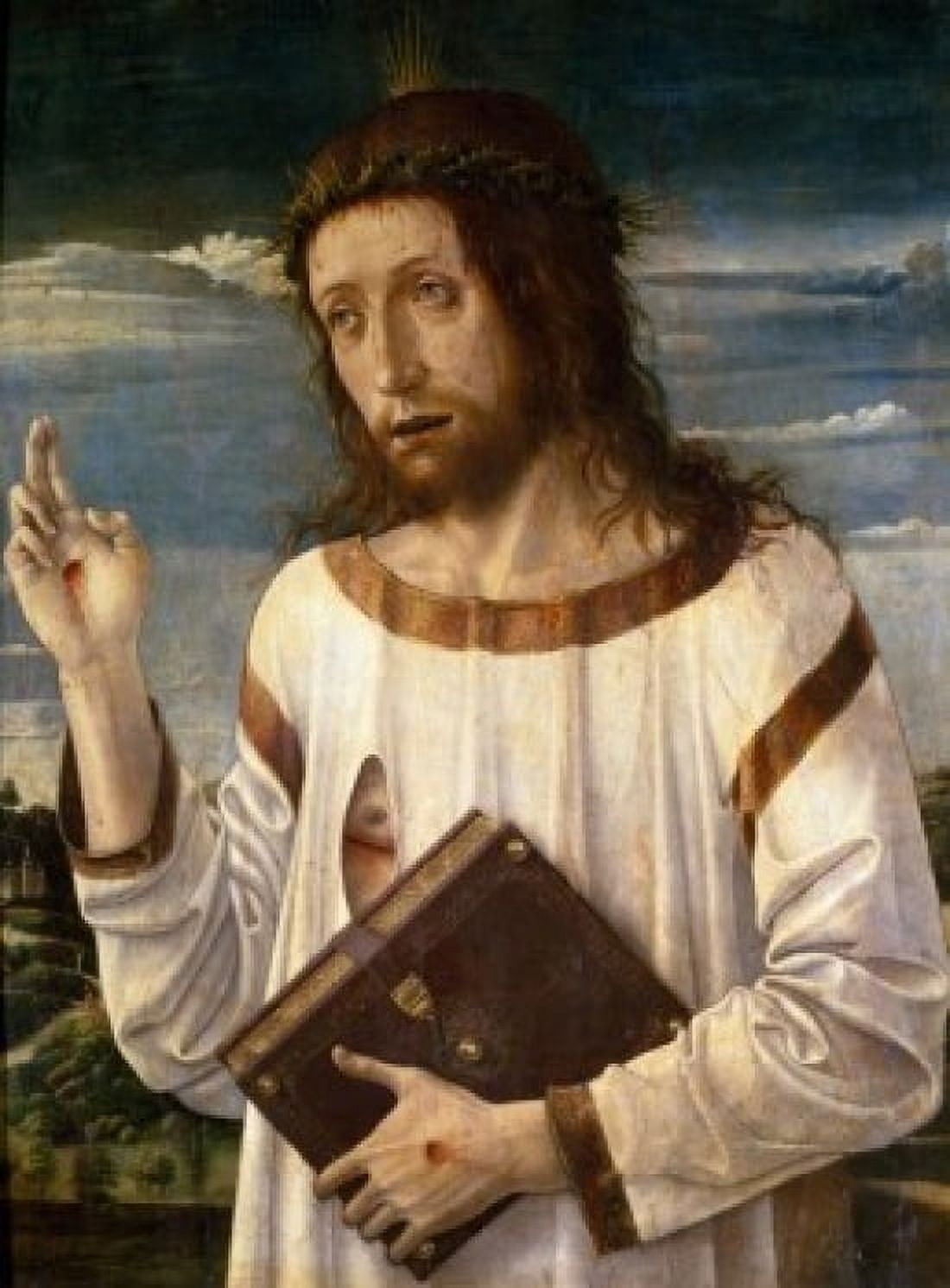Posterazzi Christ Blessing by Giovanni Bellini  Circa 1460  (Circa 1430-1516)  France  Paris  Musee du Louvre Canvas Art - Giovanni Bellini (24 x 36)