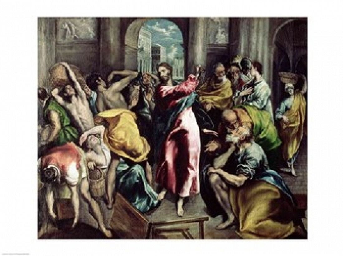 Posterazzi Christ Driving the Traders from the Temple c1600 Canvas Art - El Greco (36 x 24)