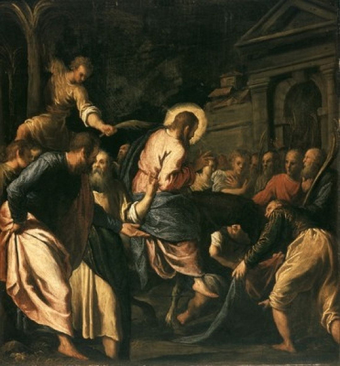 Posterazzi Christ Entering Jerusalem Jacopo Tintoretto (1519-1594 Italian) Canvas Art - Jacopo Tintoretto (24 x 36)