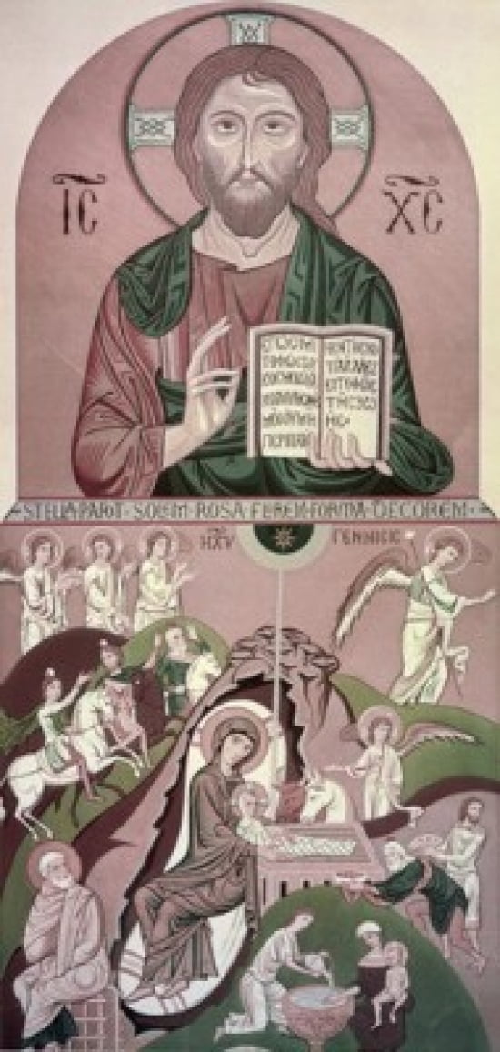 Posterazzi Christ and the Nativity Scene 12th C Artist Unknown Mosaic Chapel of St Peter Palermo Italy Canvas Art - (24 x 36)