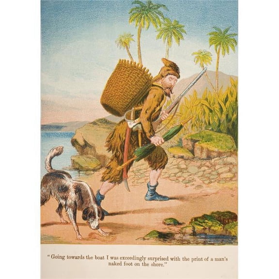 Posterazzi DPI1857046LARGE Chromolithographic Illustration From Life & Adventures of Robinson Crusoe by Daniel Defoe From A Softback Edition Published Poster Print, Large - 24 x 34