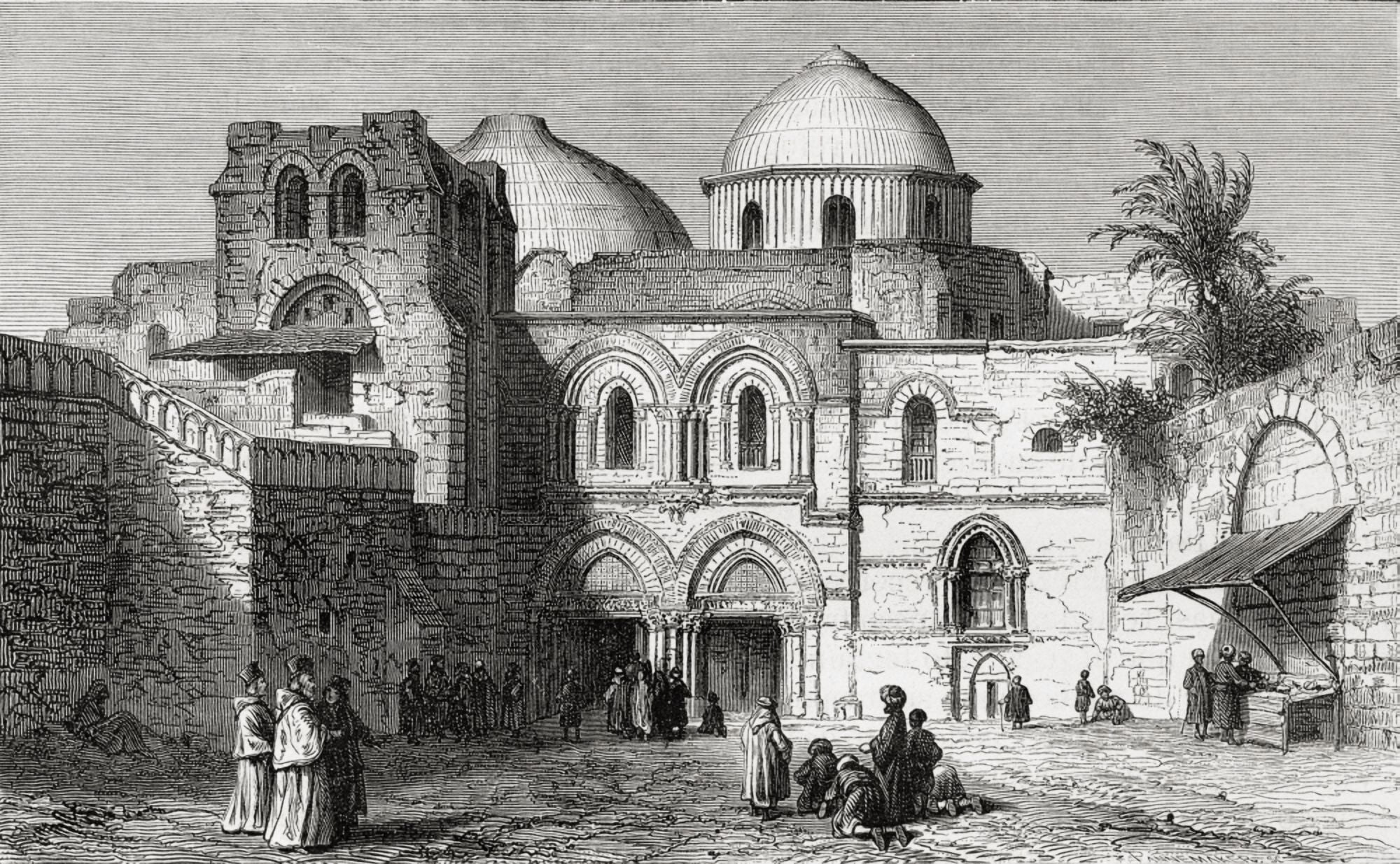 Posterazzi The Church Of The Holy Sepulchre In The Old City Of Jerusalem Palestine As It Was In The 19Th Century From El Mundo En La Mano Published 1875 Canvas Art - Ken Welsh Design Pics (36 x 22)