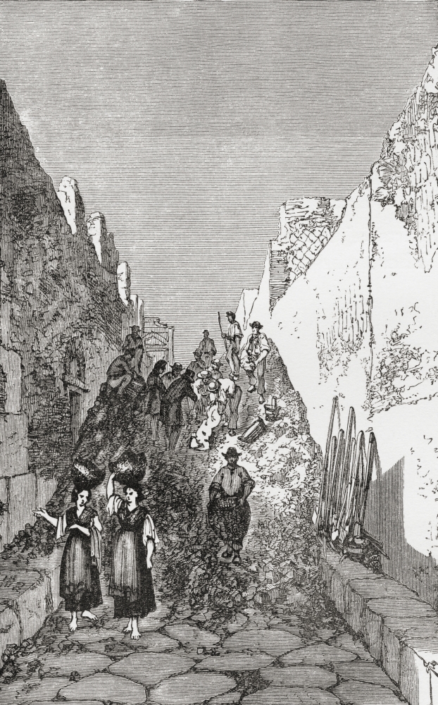 Posterazzi Clearing The Streets During Excavations In Pompeii Naples Italy In The Late Nineteenth Century From Italian Pictures Published 1895 Canvas Art - Ken Welsh Design Pics (24 x 38)