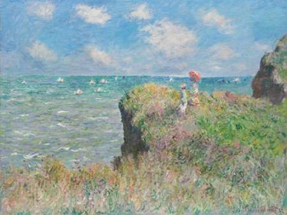 Posterazzi Cliff Walk at Pourville Canvas Art - Claude Monet (22 x 28)