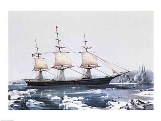 Posterazzi Clipper Ship Red Jacket in the ice off Cape Horn on her passage from Australia to Liverpool Canvas Art - (36 x 24)