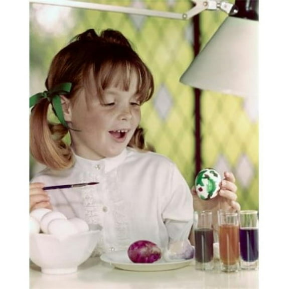 Posterazzi  Close-Up of a Girl Painting an Easter Egg with a Paintbrush Poster Print - 18 x 24 in.
