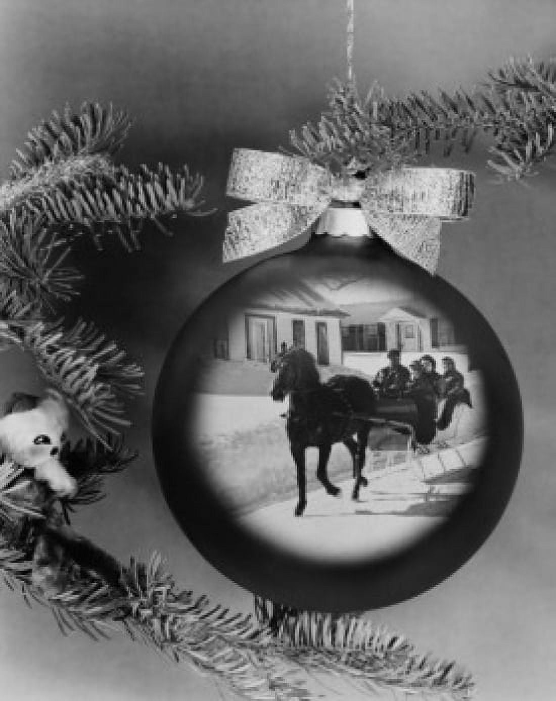Posterazzi Close-up of a horsedrawn sleigh superimposed on a Christmas ornament Canvas Art - (24 x 36)