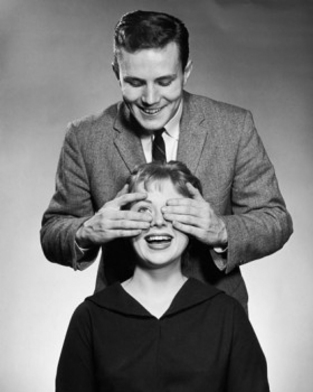 Posterazzi Close-up of a mid adult man covering a mid adult womans eyes Canvas Art - (24 x 36)