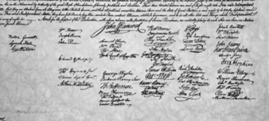 Posterazzi Close-up of signatures on the Declaration of Independence Canvas Art -  (24 x 36)