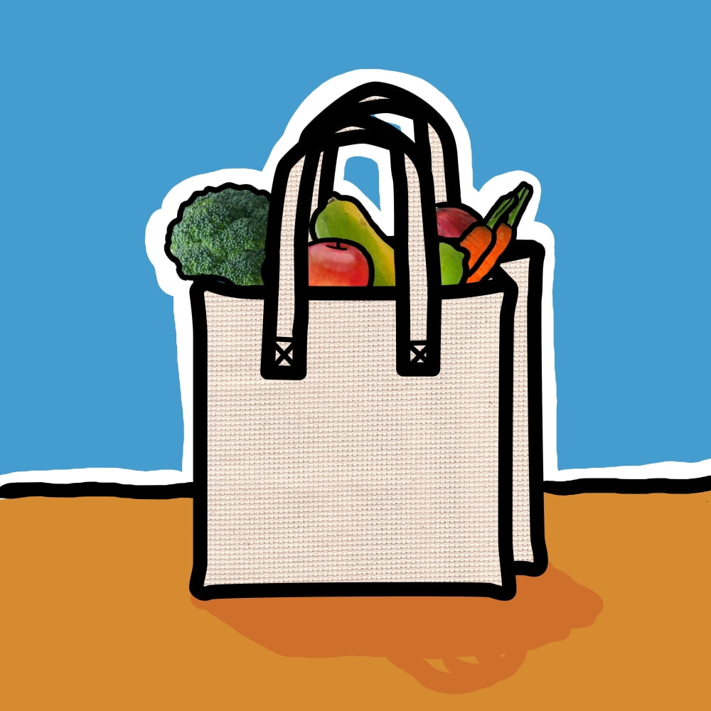 Posterazzi Cloth Shopping Bag With Vegetables Canvas Art - Yuriko Zakimi Design Pics (24 x 24)