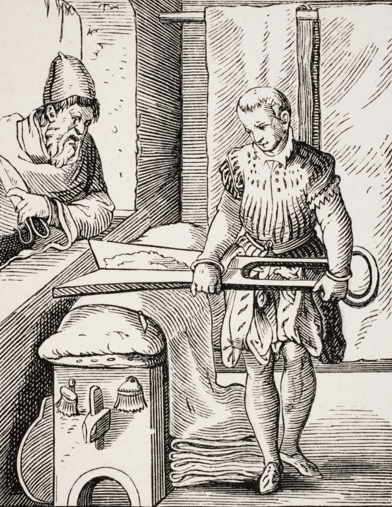 Posterazzi Clothworker 19Th Century Reproduction Of 16Th Century Woodcut By Jost Amman Canvas Art - Ken Welsh Design Pics (24 x 32)