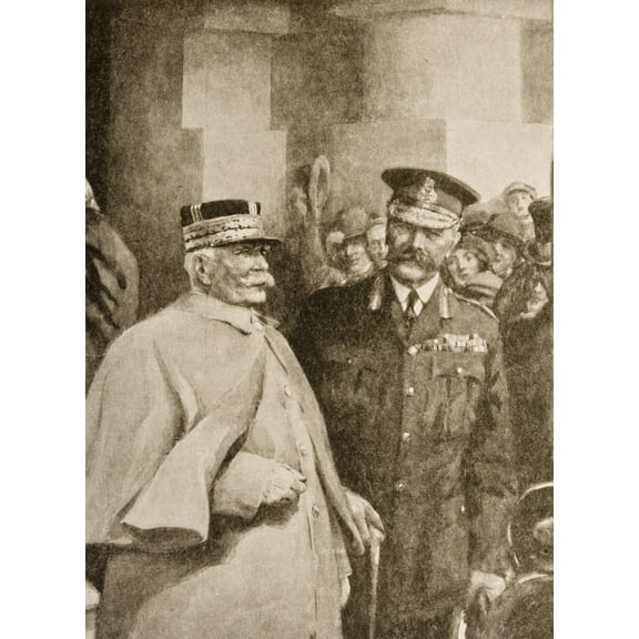 Posterazzi Co-Ordinating Allied Strategy - General Joffre Leaving The War Office with Lord Kitchener On October 29, 1915, During His First Visit To London Since The Outbreak of The War.Draw