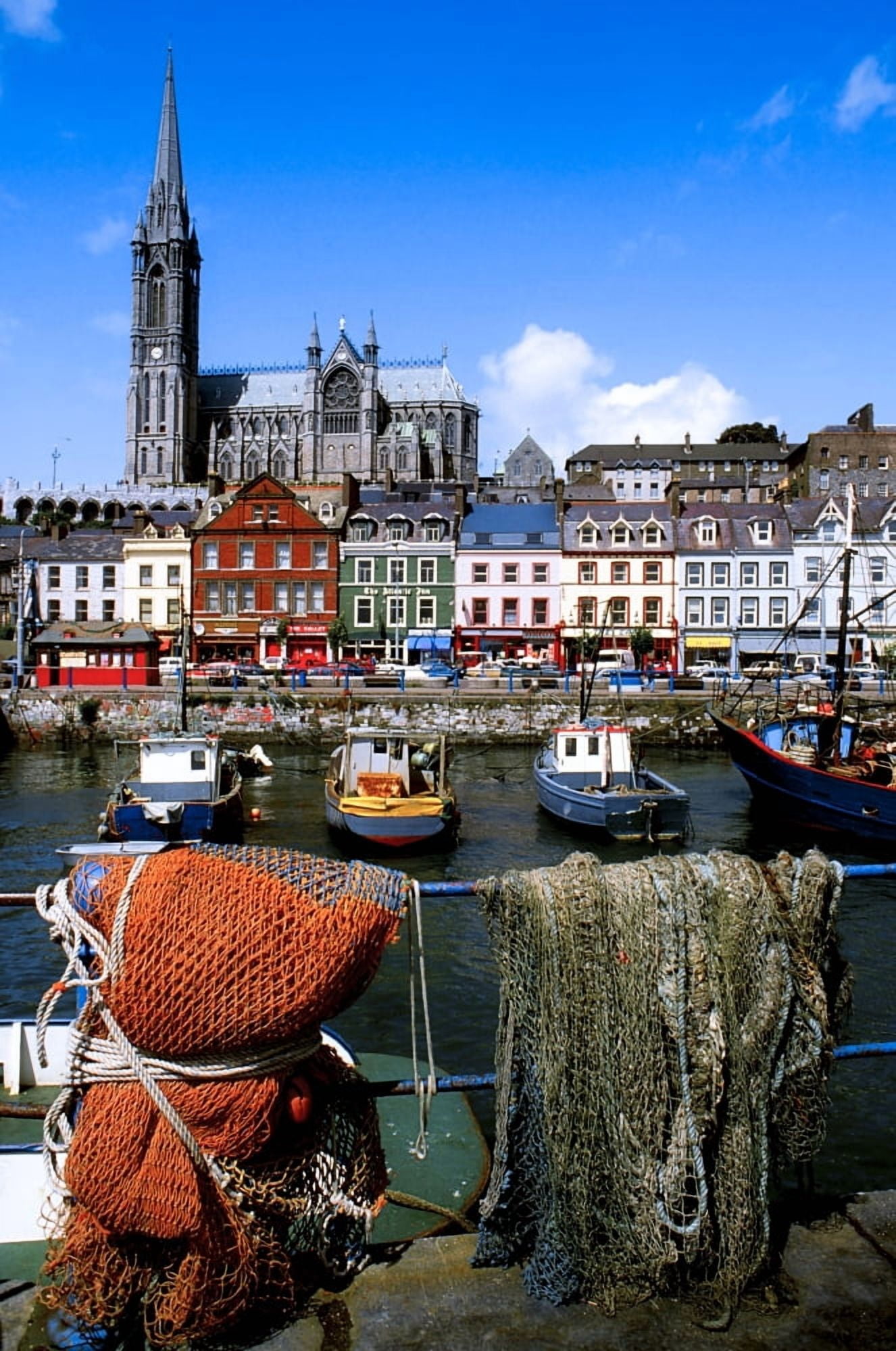 Posterazzi Cobh Co Cork Ireland Cobh Cathedral (St Colman’S Cathedral) In The Distance Canvas Art - The Irish Image Collection  Design Pics (24 x 36)