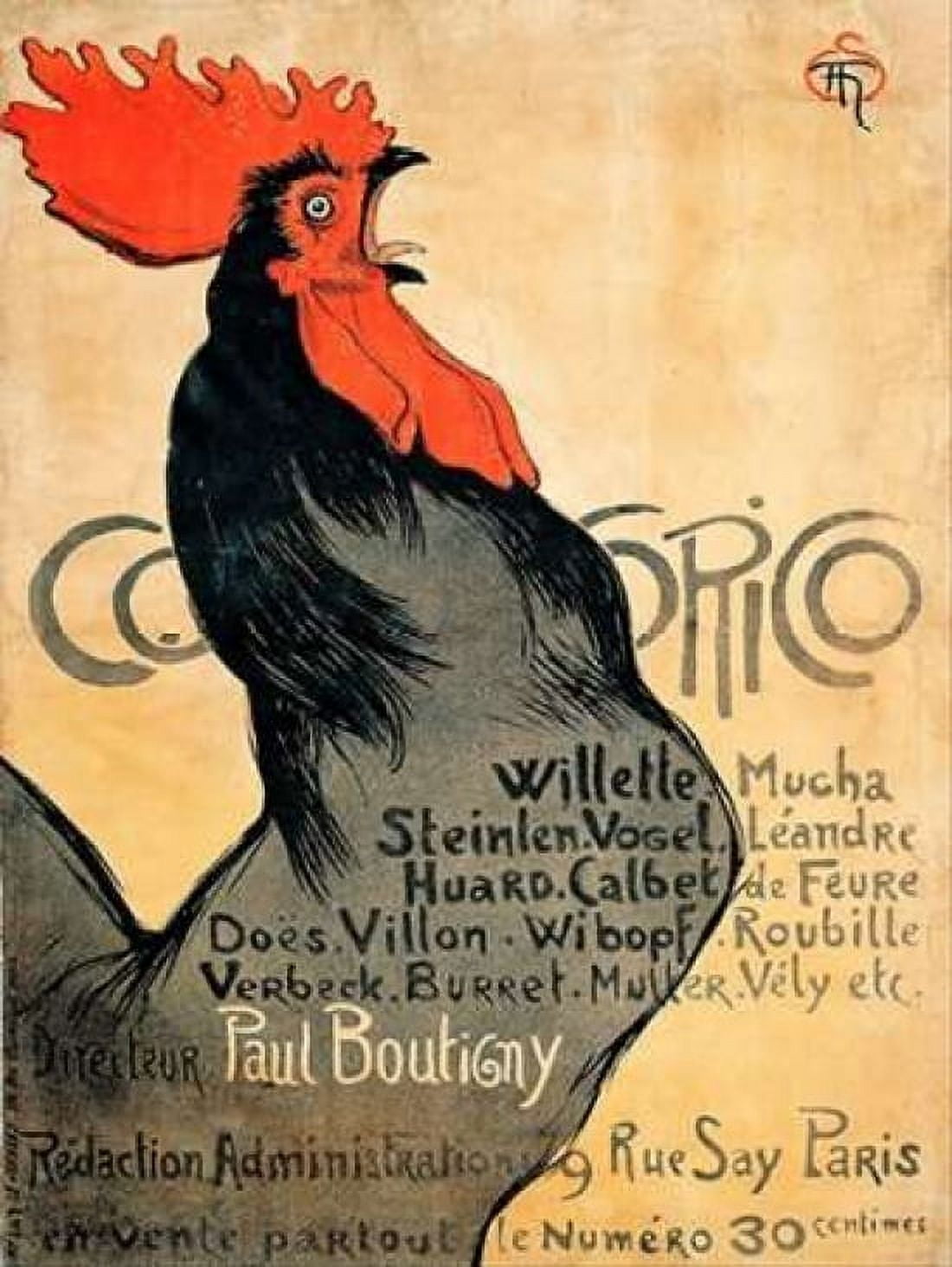 Posterazzi Cocorico Canvas Art - Theophile Alexandre Steinlen (22 x 28)