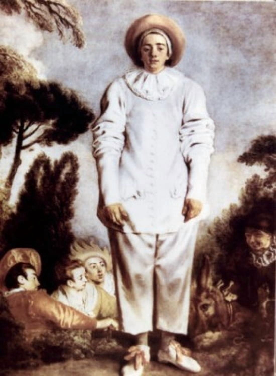 Posterazzi Commedia dellarte player of Pierrot traditionally identified as Gilles by Jean-Antoine Watteau oil on canvas 1721 Paris Musee du Louvre Canvas Art - Jean-Antoine Watteau (24 x 36)