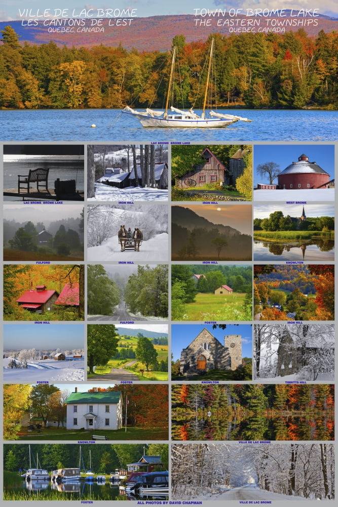 Posterazzi Composite of photographs from various seasons in the town of Brome Lake in the Eastern Townships Brome Lake Quebec Canada Canvas Art - David Chapman Design Pics (24 x 38)