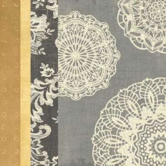 Posterazzi Contemporary Lace I - Yellow Grey Canvas Art - Moira Hershey (24 x 24)