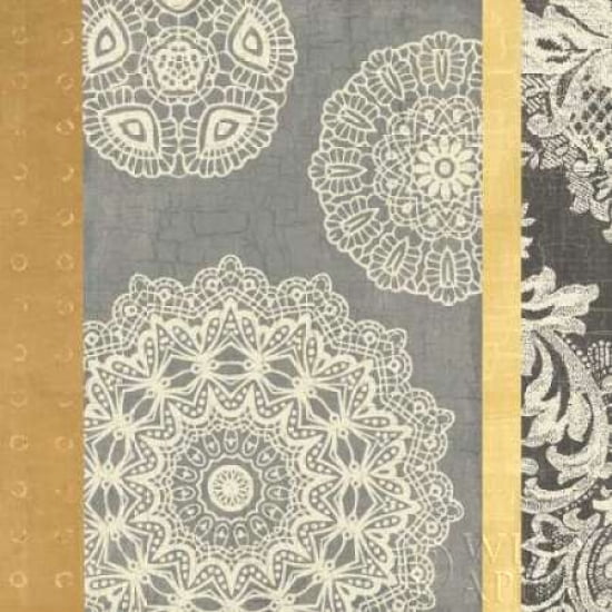 Posterazzi Contemporary Lace II - Yellow Grey Canvas Art - Moira Hershey (24 x 24)