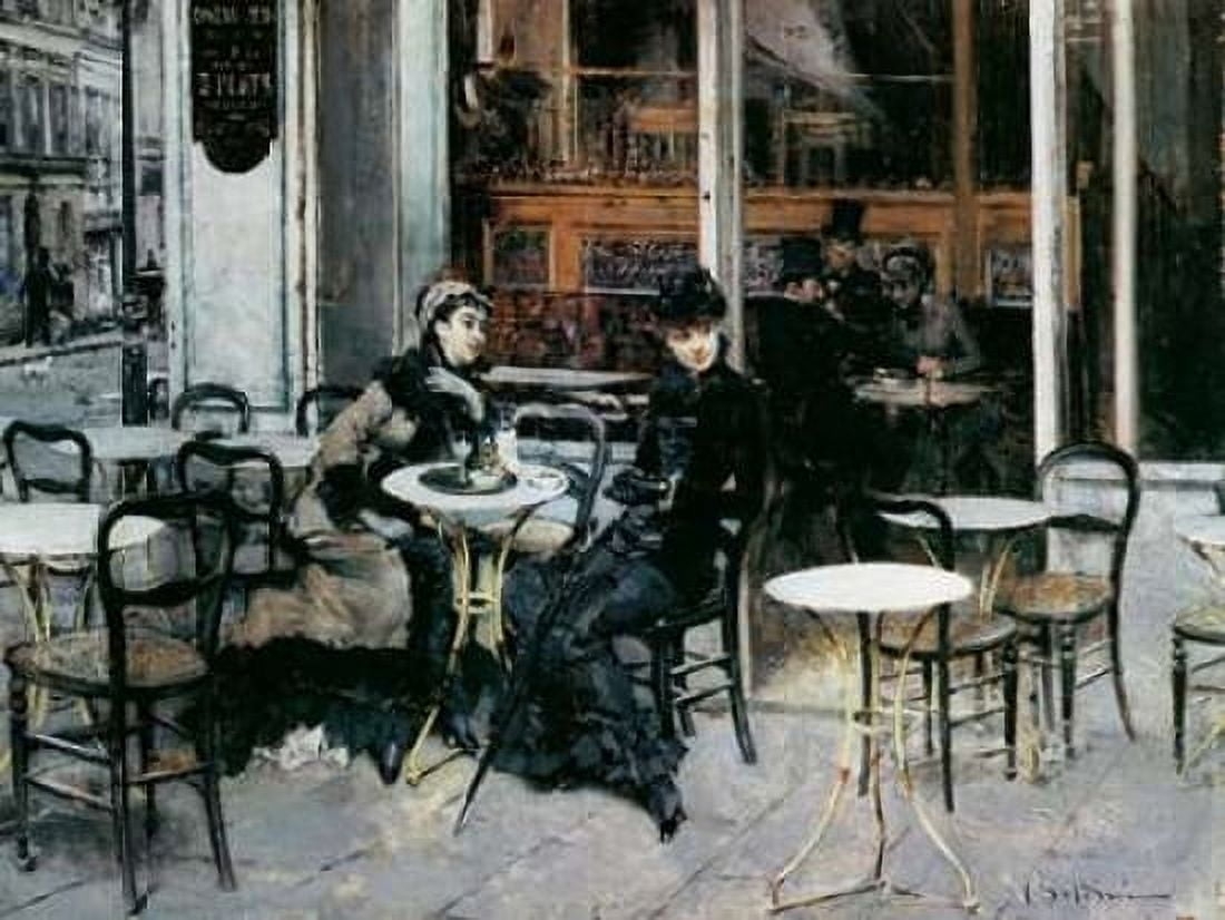 Posterazzi Conversazione al caffe Parigi Canvas Art - Giovanni Boldini (22 x 28)