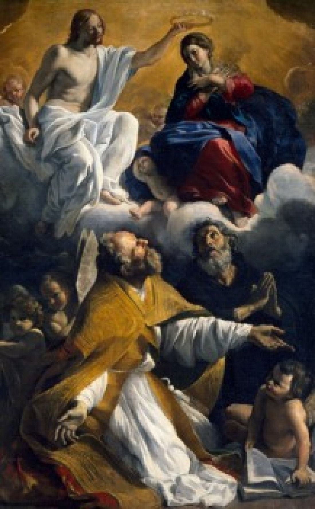Posterazzi Coronation of the Virgin with Saint Augustine and Saint William of Aquitaine by Giovanni Lanfranco (1582-1647) France Paris Musee du Louvre Canvas Art - Giovanni Lanfranco (24 x 36)