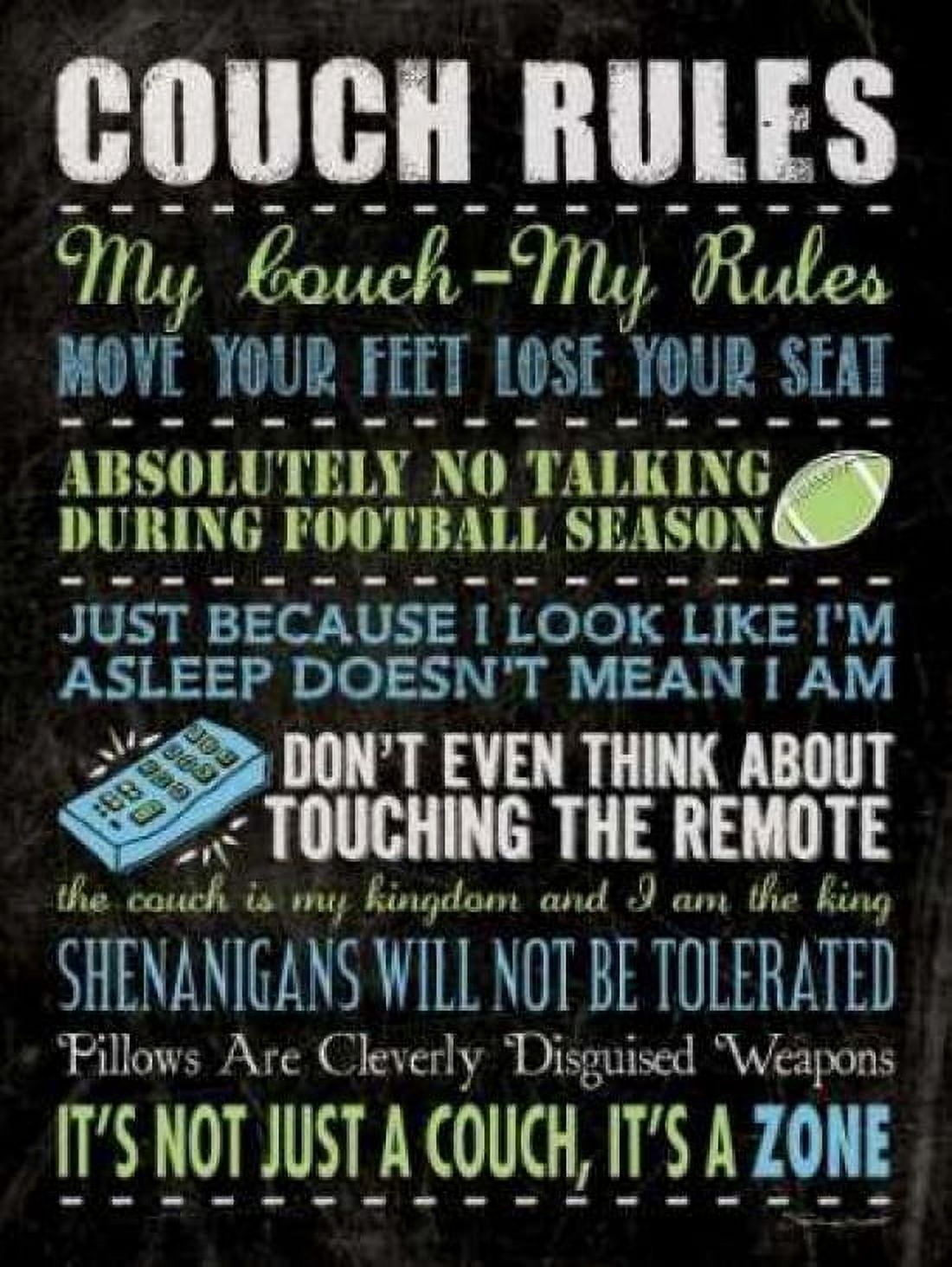 Posterazzi Couch Rules - Black Canvas Art - Stephanie Marrott (18 x 24)
