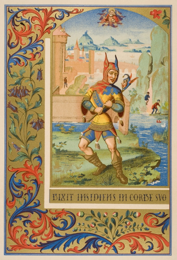 Posterazzi A Court Fool Of The 15Th Century 19Th Century Reproduction Of Miniature From A Medieval Manuscript Canvas Art - Ken Welsh  Design Pics (24 x 34)