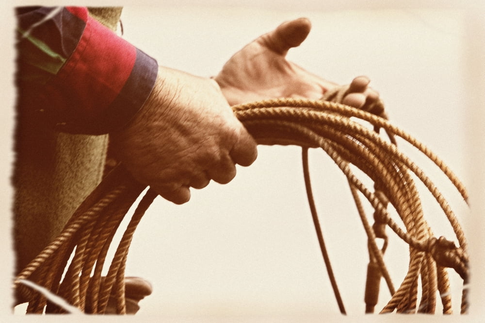 Posterazzi Cowboy Holding Lasso Canvas Art - Carson Ganci Design Pics (34 x 22)