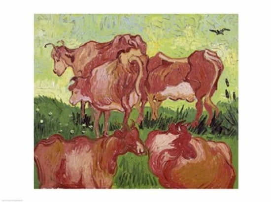 Posterazzi Cows 1890 Canvas Art - Vincent Van Gogh (36 x 24)