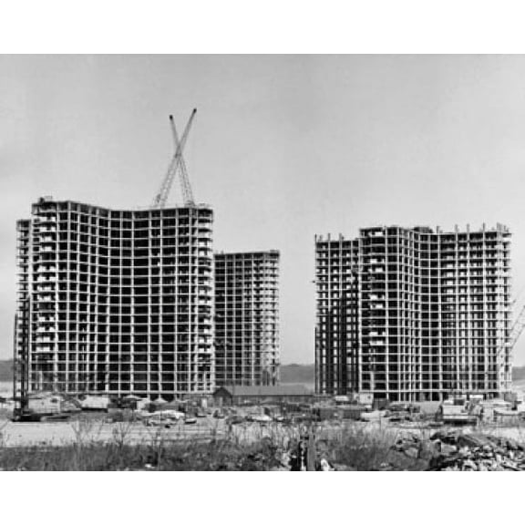 Posterazzi Cranes at under construction buildings Co-Op City The Bronx New York City New York State USA Canvas Art - (24 x 36)
