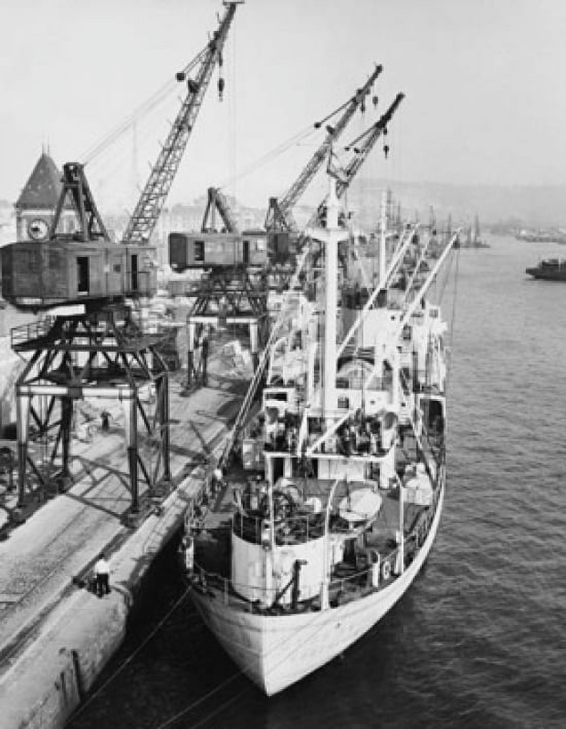 Posterazzi Cranes loading an industrial ship at a harbor Rouen France Canvas Art - (24 x 36)