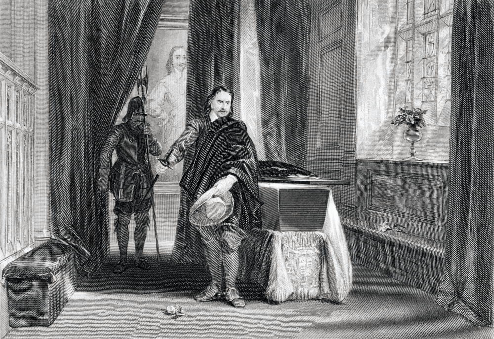 Posterazzi Cromwell Viewing The Body Of Charles I From Painting By G Cattermole Engraved By L Stocks Canvas Art - Ken Welsh Design Pics (34 x 22)