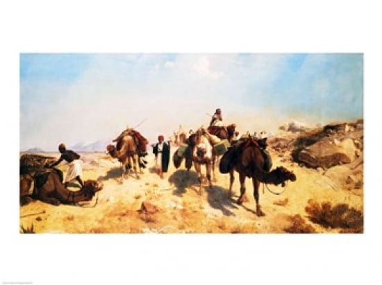 Posterazzi Crossing the Desert Canvas Art - Jean leon Gerome (36 x 24)