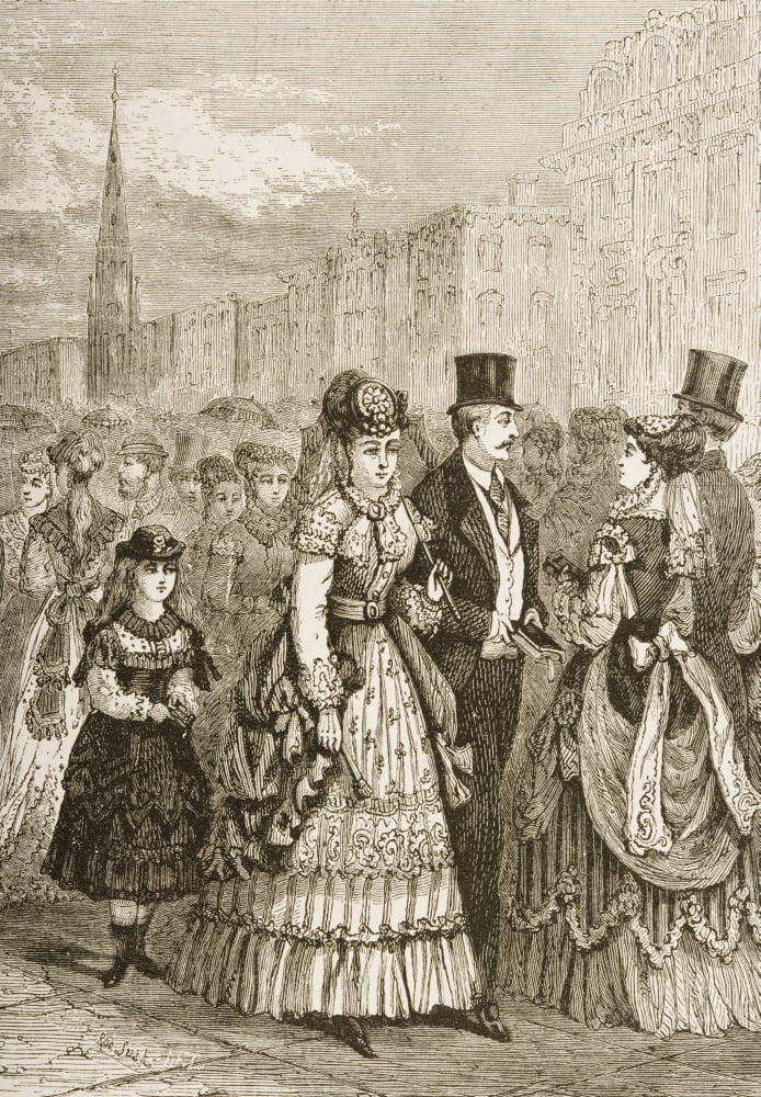 Posterazzi Crowds Strolling Along Fifth Avenue New York In 1870S From American Pictures Drawn With Pen And Pencil By Rev Samuel Manning Circa 1880 Canvas Art - Ken Welsh Design Pics (22 x 34)