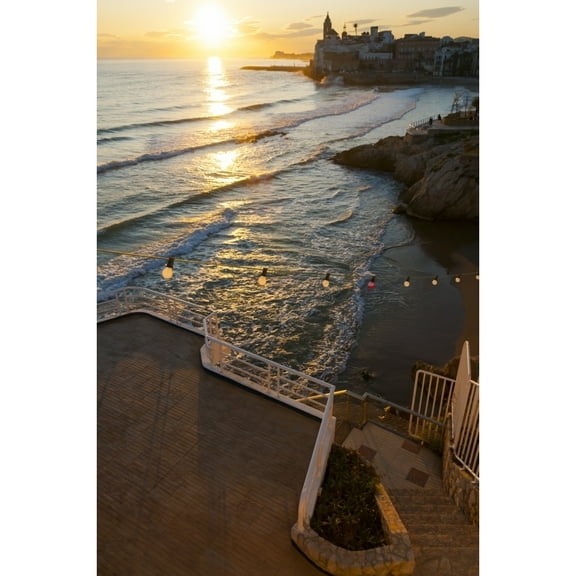 Posterazzi DPI12252589 Sunset in The Beautiful Sitges Downtown A Village Near To Barcelona - Sitges Spain Poster Print - 12 x 19 in.