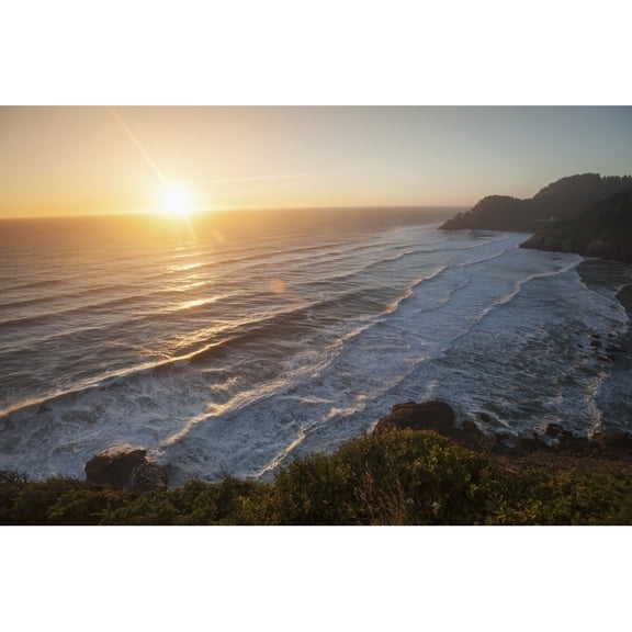 Posterazzi DPI12254947LARGE Waves Lapping The Coast at Dusk - Oregon United States of America Poster Print - 38 x 24 in. - Large