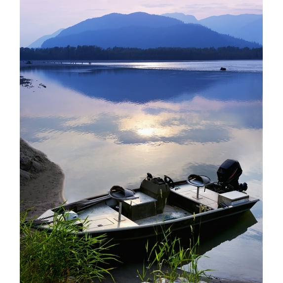 Posterazzi DPI12256837 Boat Moored on The Peg Leg Bar at Sunset - Chilliwack British Columbia Canada Poster Print - 14 x 16 in.