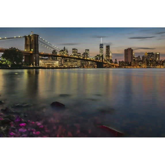 Posterazzi DPI12257031LARGE Lower Manhattan at Twilight with The Brooklyn Bridge Brooklyn Bridge Park Poster Print - 36 x 24 in. - Large