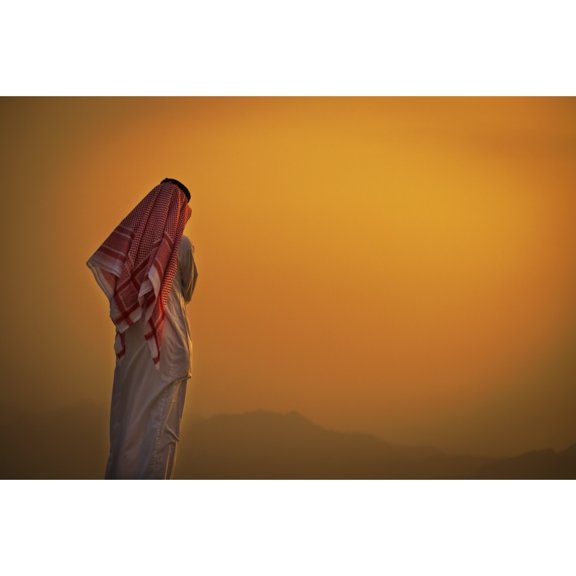 Posterazzi DPI12259268LARGE Saudi Standing To Watch The Glowing Orange Sunset - Taif Saudi Arabia Poster Print - 38 x 24 in. - Large