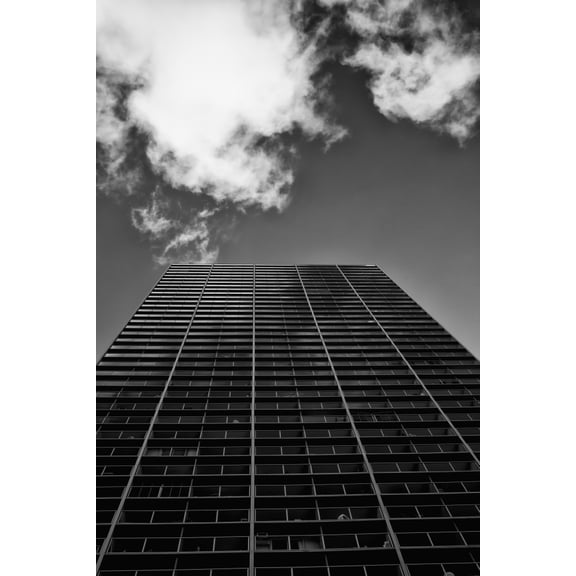 Posterazzi DPI12278702 Looking Up at A Tall Building in Waikiki Processed in High Contrast Black & White Poster Print - 12 x 19 in.