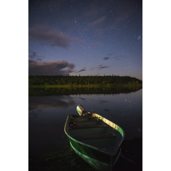 Posterazzi DPI12290672LARGE A Skiff Rests On The Banks of The Kvichak River At Night Bristol Bay Region Southwest Alaska Poster Print by Carl Johnson, 24 x 38 - Large