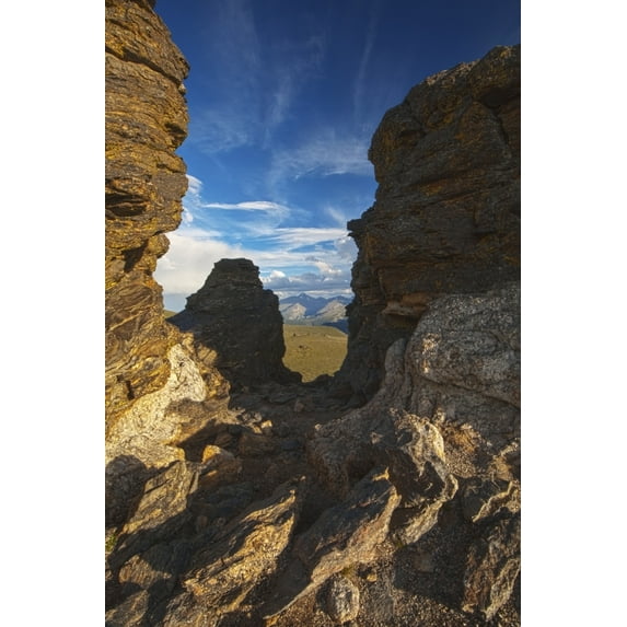 Posterazzi DPI12291323 Light & Shadows At Rock Cut Formation Near The Trail Ridge Road with Longs Peak in The Background At Rocky Mountain 1 Poster Print by Carl Johnson, 12 x 19