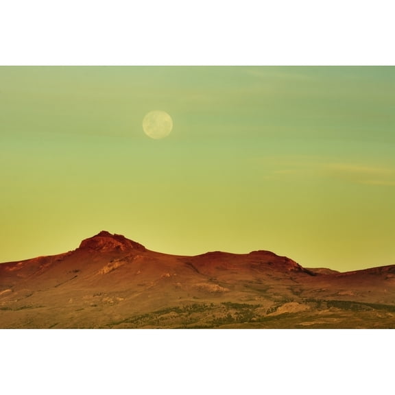 Posterazzi DPI12303322LARGE The Moon is Rising Over A Yellow Desert Landscape - Bariloche Argentina Poster Print by Philippe Widling, 38 x 24 - Large