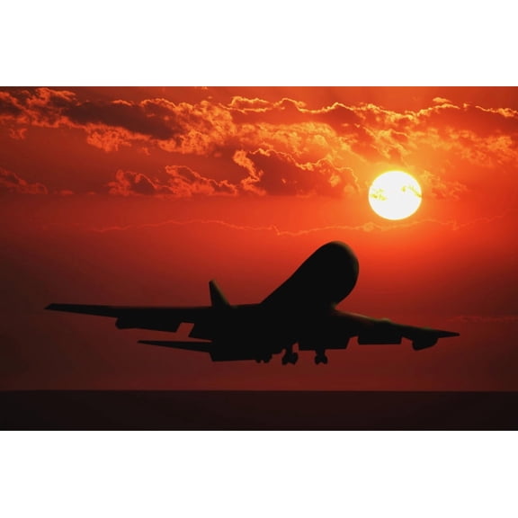 Posterazzi DPI1346920 Airplane Landing At Sunset Poster Print by Don Hammond, 17 x 11