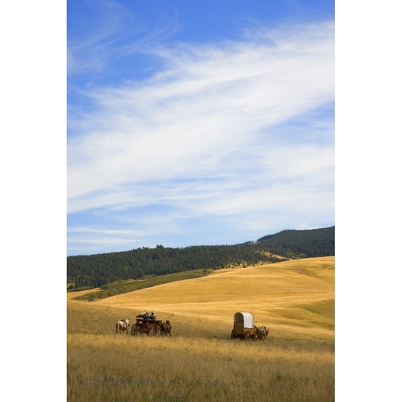 Posterazzi DPI1778389LARGE Chuck Wagons Crossing The Prairies Poster Print by Carson Ganci, 22 x 34 - Large