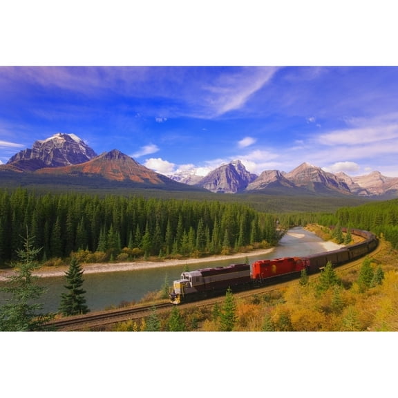 Posterazzi DPI1795133 Train in Banff National Park Poster Print by Carson Ganci, 19 x 12