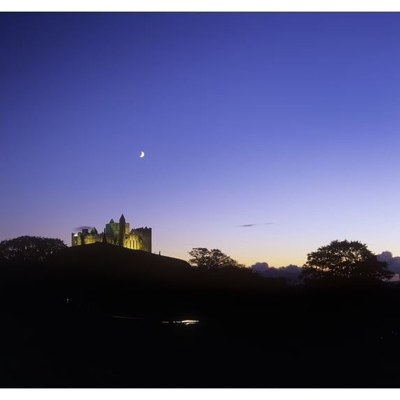 Posterazzi DPI1798580 Silhouette of A Castle On The Cliff of A Mountain Rock of Castle Republic of Ireland Poster Print by The Irish Image Collection, 14 x 14