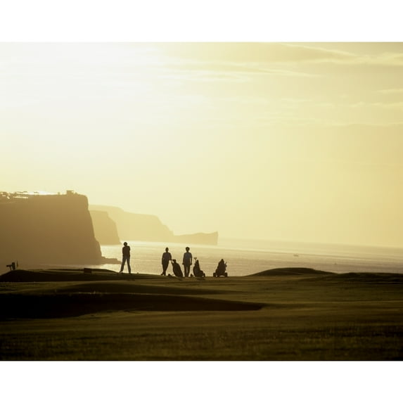 Posterazzi DPI1798785LARGE Ballycastle Golf Club Co Antrim Ireland - Silhouetted People Playing Golf Poster Print by The Irish Image Collection, 32 x 24 - Large