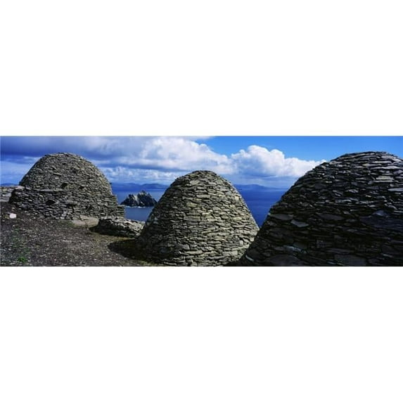 Posterazzi DPI1798863 Beehive Huts At The Coast Skellig Michael Skellig Islands County Kerry Republic of Ireland Poster Print by The Irish Image Collection, 34 x 11